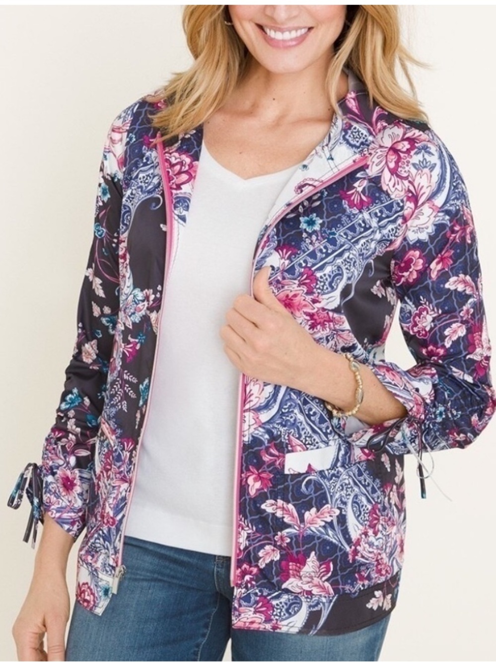 Chico’s Zenergy Paisley Packable Lightweight Jacket